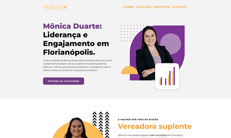 Landing Page para a vereadora Mônica Duarte