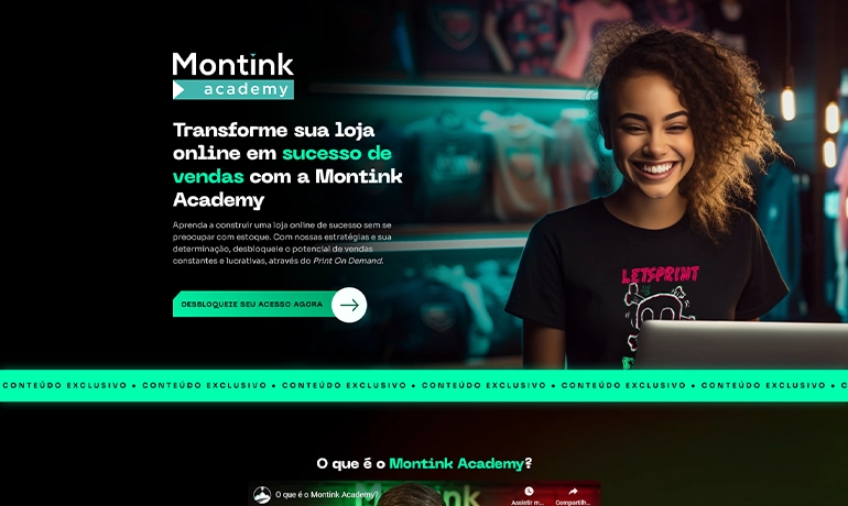 Página de venda do Montink Academy